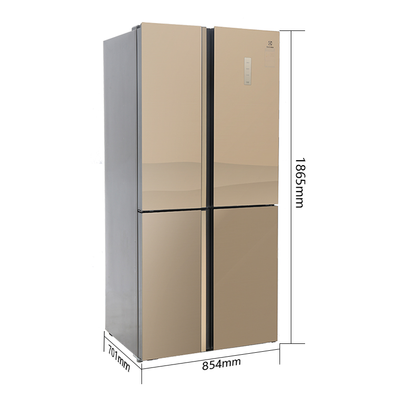 伊莱克斯/Electrolux EQE5009GD 501升电脑风冷变频家用节能玻璃十字多门对开电冰箱(金色)