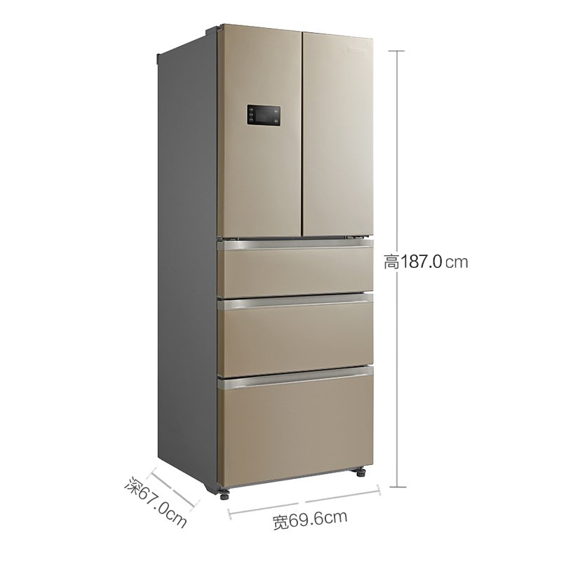 美的(Midea)BCD-350WTPZV(E) 350升 变频节能 智能操控 风冷无霜中门变温分类储存静音家用多门冰箱