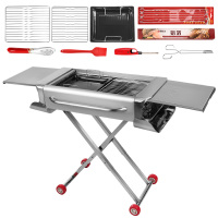 尚烤佳 烧烤炉 烧烤架 木炭烧烤箱 钢甲车烤炉 多功能户外移动便携不锈钢烤肉架 烧烤工具 钢甲车烤炉