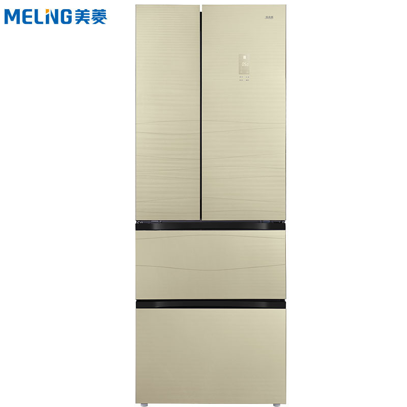 美菱(MELING) BCD-408WPBY 408升风冷无霜 变频节能 格调金经典玻璃外观 经典法式多门冰箱