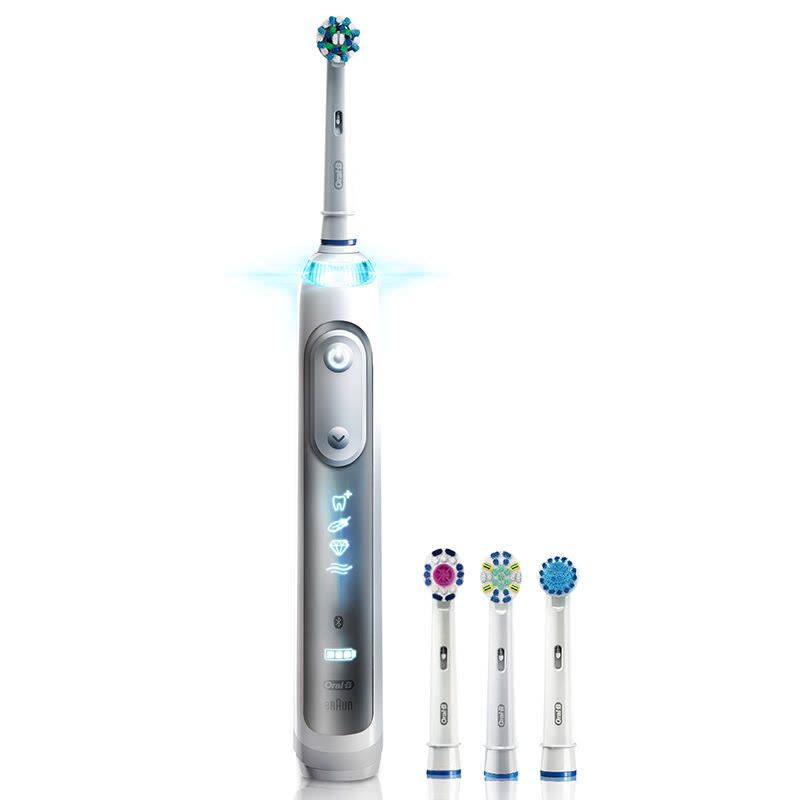 博朗欧乐B（Oralb）智能电动牙刷 3D声波震动成人充电式牙刷 配刷头*4 iBrush8000 plus星光银图片