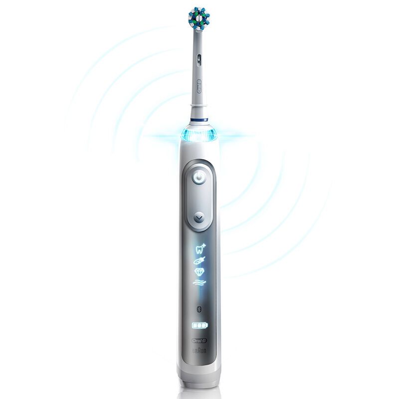 博朗欧乐B（Oralb）智能电动牙刷 3D声波震动成人充电式牙刷 配刷头*4 iBrush8000 plus星光银