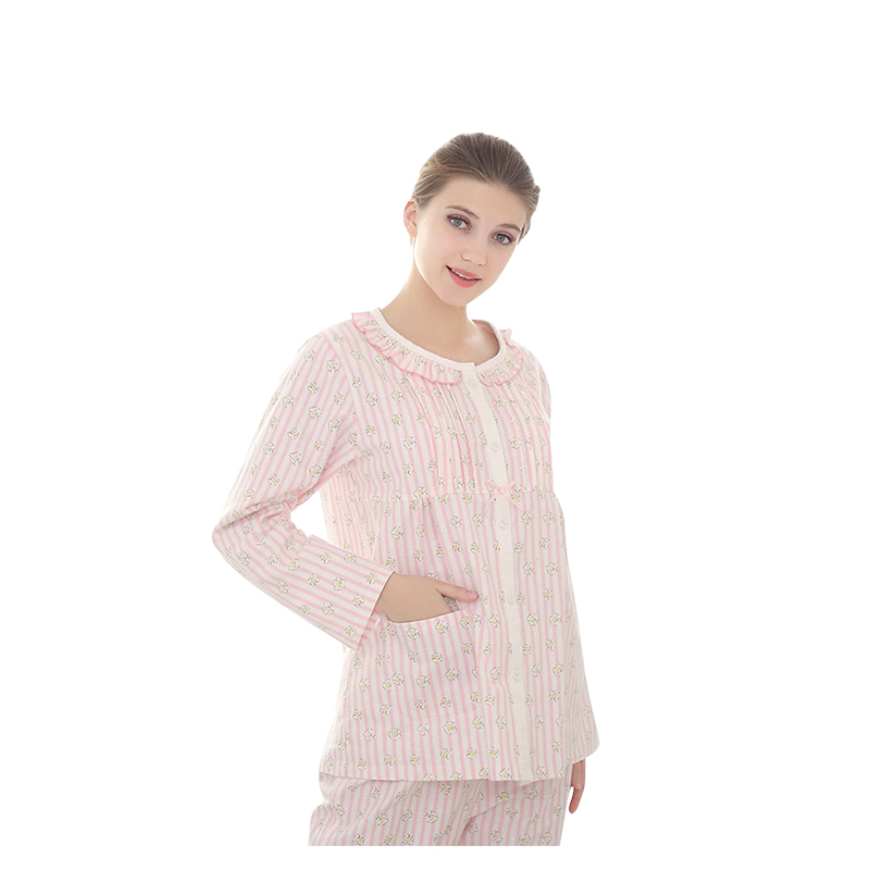 添香春夏月子服加厚纯棉绒布孕妇睡衣产妇哺乳睡衣孕妇家居服套装 20148