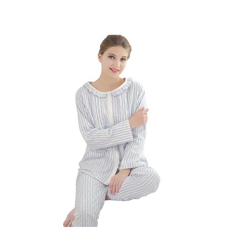 添香春夏月子服加厚纯棉绒布孕妇睡衣产妇哺乳睡衣孕妇家居服套装 20148