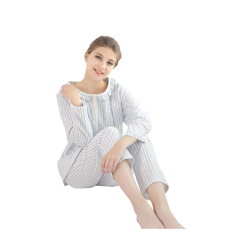 添香春夏月子服加厚纯棉绒布孕妇睡衣产妇哺乳睡衣孕妇家居服套装 20148