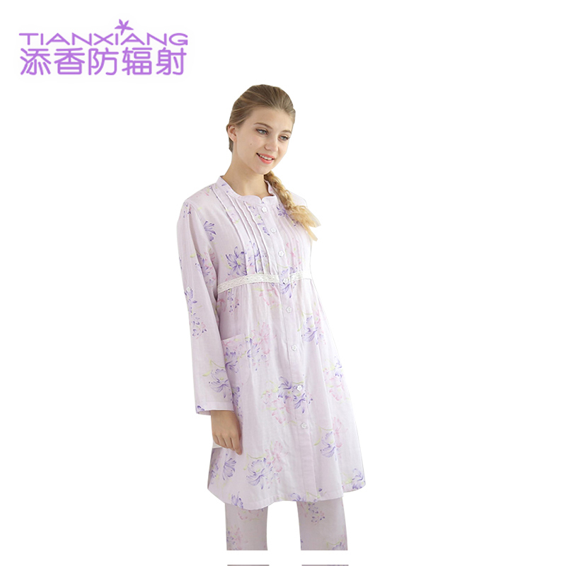 添香薄款纱布纯棉月子服孕妇产后喂奶哺乳衣长袖睡衣居家服 20159