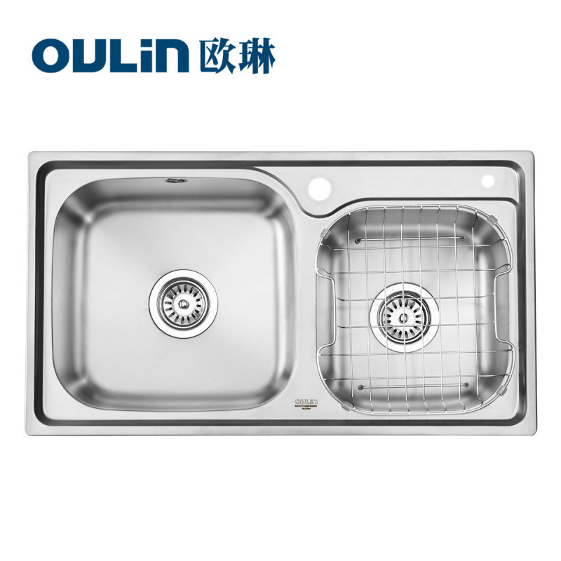 [苏宁自营]欧琳Oulin不锈钢水槽+龙头套餐 优质304不锈钢厨房水槽双槽洗菜盆OLWG7212D