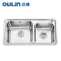 [苏宁自营]欧琳Oulin不锈钢水槽+龙头套餐 不锈钢水槽厨房水槽大双槽水槽龙头套装 厨房洗菜盆洗碗池OLWG2206