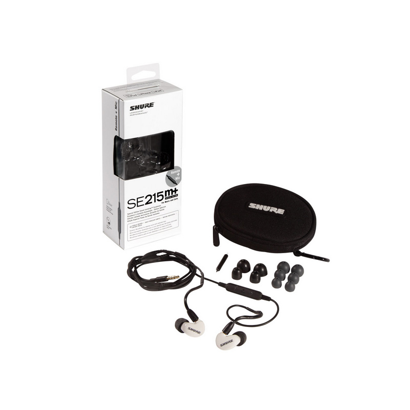 舒尔(SHURE) SE215M+ 白色 音乐耳机入耳式 隔音通用有线耳机hifi带麦耳塞