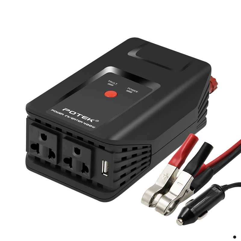 POTEK 逆变器12V转220V400W汽车电源转换器 变压器车载充电器USB汽车插座 经典黑