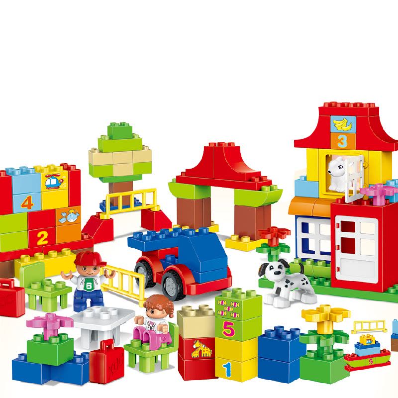 [苏宁自营]惠美星斗城积木儿童乐园玩具幼儿园主题亲汇115颗大颗粒玩具HM139图片