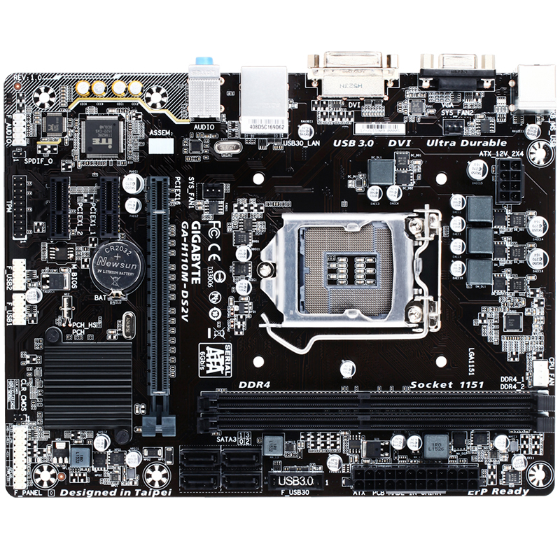 苏宁自营技嘉(Gigabyte) 110系列 H110M-DS2V DDR4 2133主板 (LGA 1151)