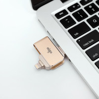 爱国者(aigo)64G苹果手机U盘USB3.0苹果官方MFI认证 iPhone和iPad双接口手机电脑用 金色