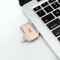 爱国者（aigo）32G苹果手机U盘USB3.0苹果官方MFI认证 iPhone和iPad双接口手机电脑用 金色