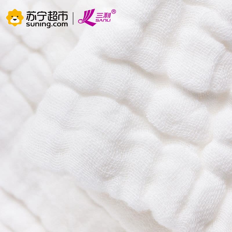 三利 纯棉婴幼儿纱布口水巾3条装 A类安全标准 婴儿用品 手帕30x30cm 原白色、浅粉色、浅黄色图片