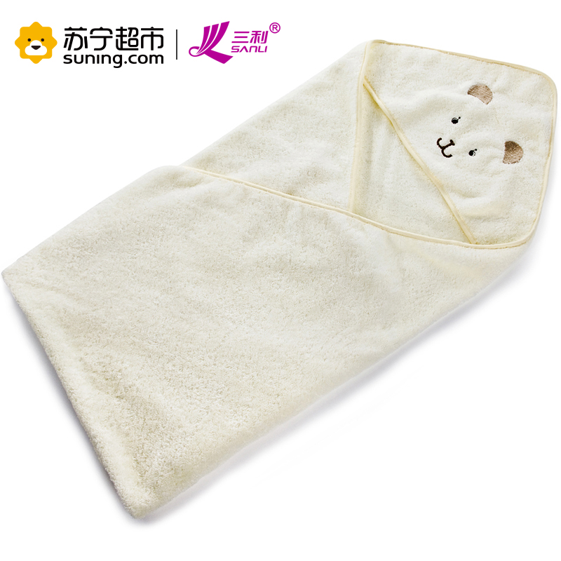 三利 有机棉婴幼儿抱被 A类安全标准 新生儿用品 纯棉包毯 宝宝睡袋 88x90cm 浅咖