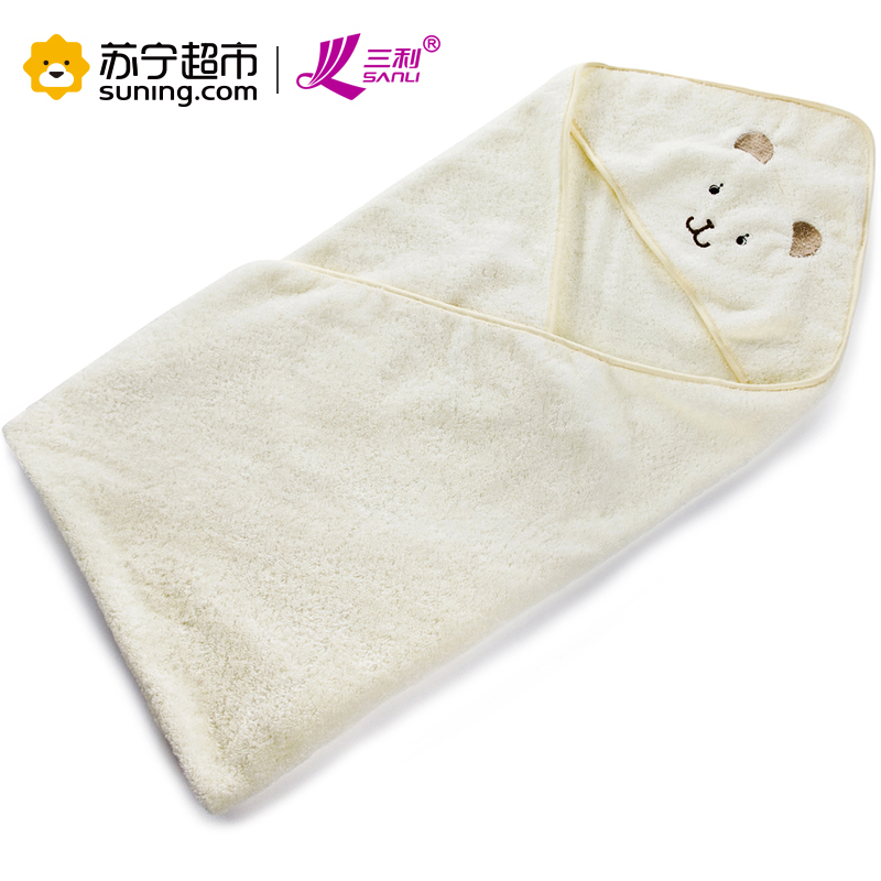 三利 有机棉婴幼儿抱被 A类安全标准 新生儿用品 纯棉包毯 宝宝睡袋 88x90cm 浅咖