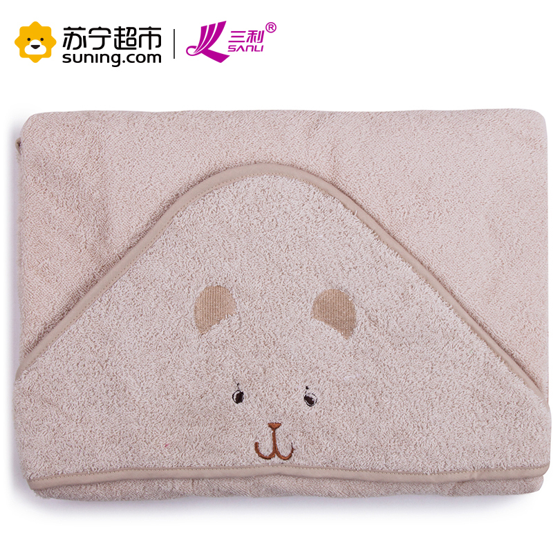 三利 有机棉婴幼儿抱被 A类安全标准 新生儿用品 纯棉包毯 宝宝睡袋 88x90cm 浅咖
