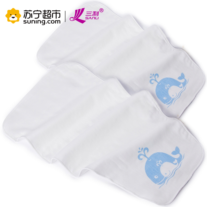 三利 纯棉高密度纱布儿童隔汗巾2条装 A类安全标准婴幼儿用品 新生儿垫背巾 21×43cm 彩色小象