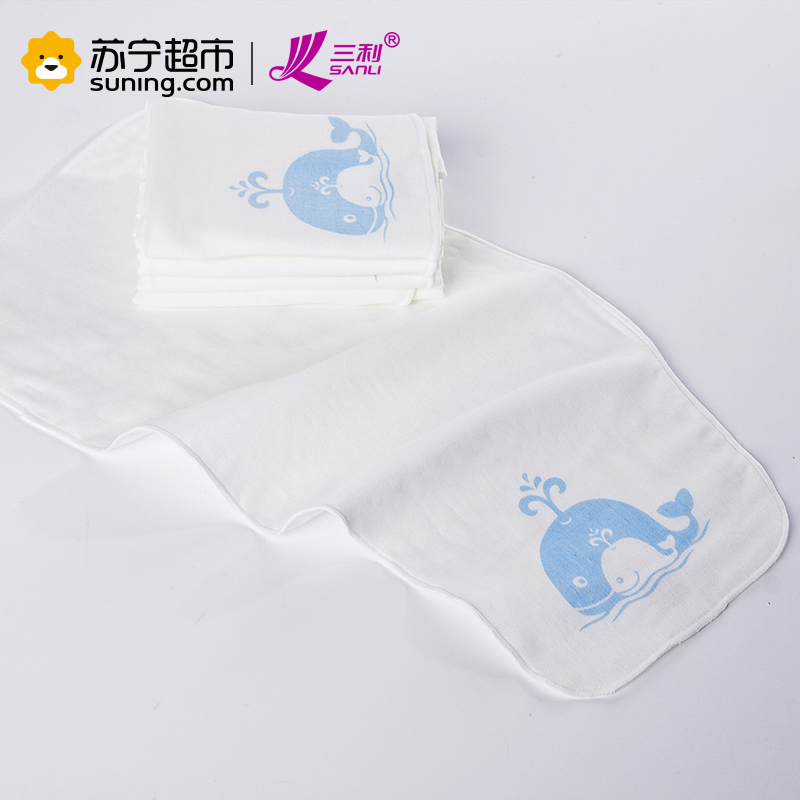 三利 纯棉高密度纱布儿童隔汗巾2条装 A类安全标准婴幼儿用品 新生儿垫背巾 21×43cm 彩色小象