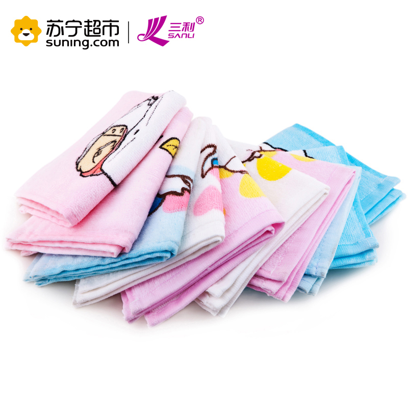 三利 纯棉毛巾 流氓兔卡通印花多用途方巾 超柔口水巾 强吸水擦汗巾 6条装 23x23cm 混色