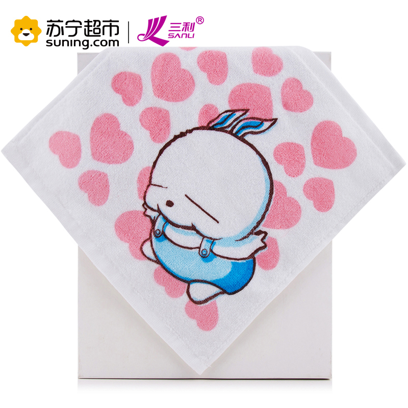 三利 纯棉毛巾 流氓兔卡通印花多用途方巾 超柔口水巾 强吸水擦汗巾 6条装 23x23cm 混色