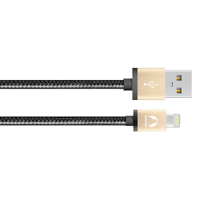 Snowkids MFi认证 铝壳系列苹果6/5s充电/数据线 2米 黑金色 支持iphone5/6s/7/SE等