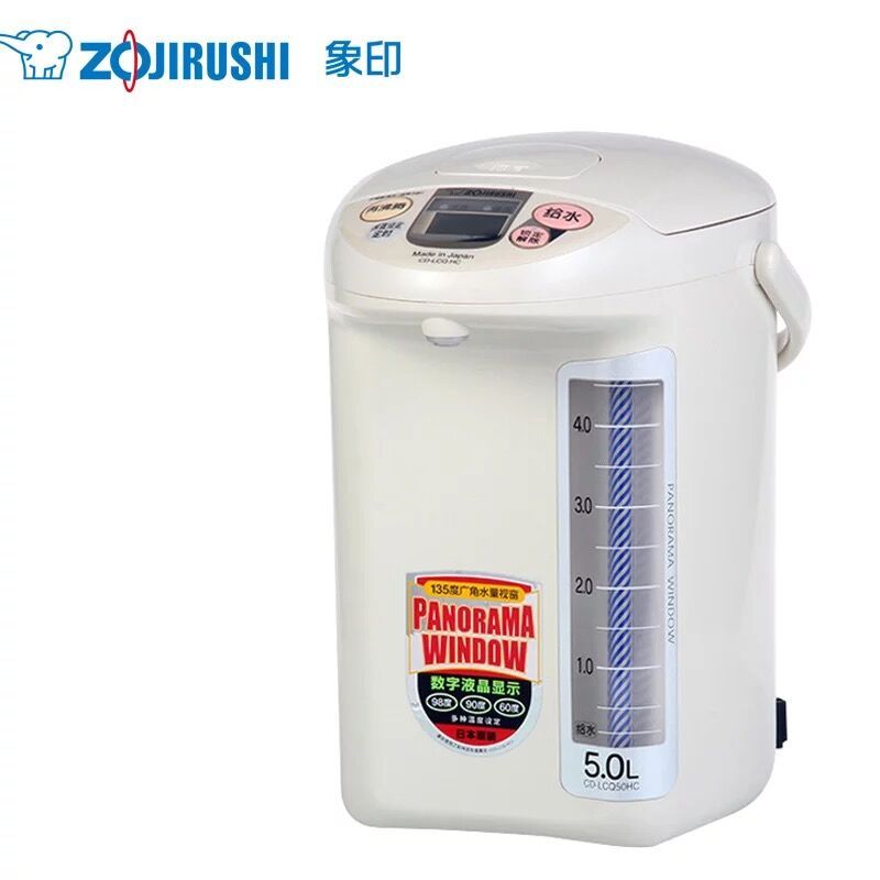 象印(ZO JIRUSHI) CD-LCQ50HC-WG日本原装进口不锈钢电热水壶微电脑电热水瓶电动给水 5L 浅灰