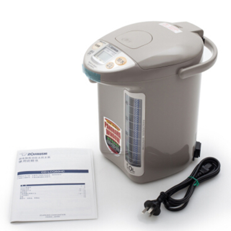 象印(ZO JIRUSHI) CD-LCQ50HC-WG日本原装进口不锈钢电热水壶微电脑电热水瓶电动给水 5L 浅灰