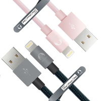 Snowkids MFi认证 渔网系列 1.5米情侣套装(玫瑰金+深空灰)适用于iPhone7/7P/6S/SE/6P