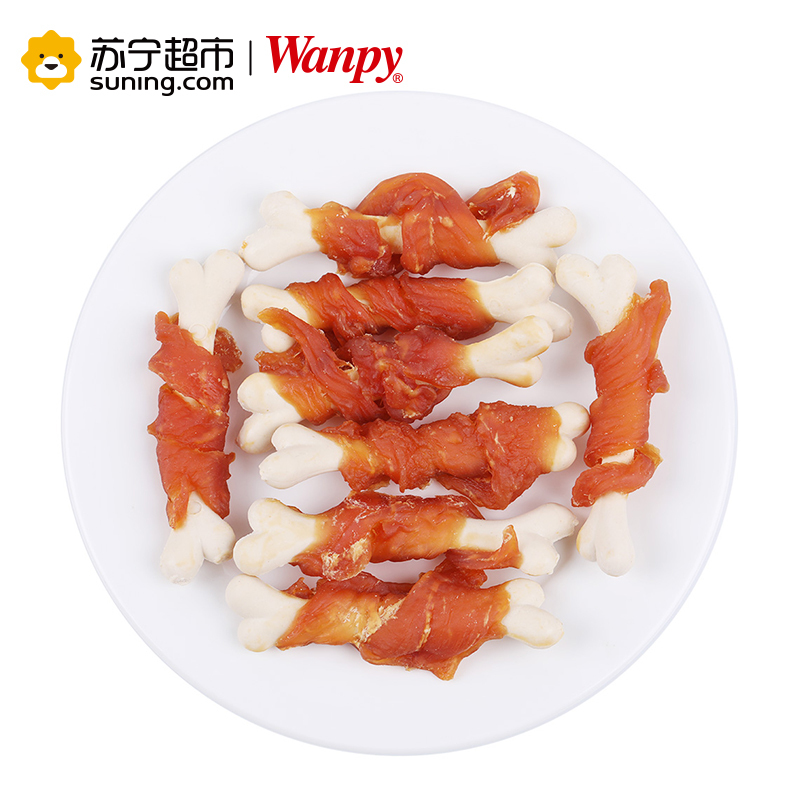 [苏宁超市]Wanpy 鸡肉骨头卷 100g 宠物食品 犬用零食 宠物零食 肉干/肉条狗零食泰迪磨牙棒宠物咬胶幼犬