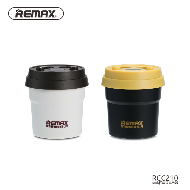 REMAX 咖啡杯车载充电器 CR-2XP 车充 2USB 黑黄/Black+Yellow