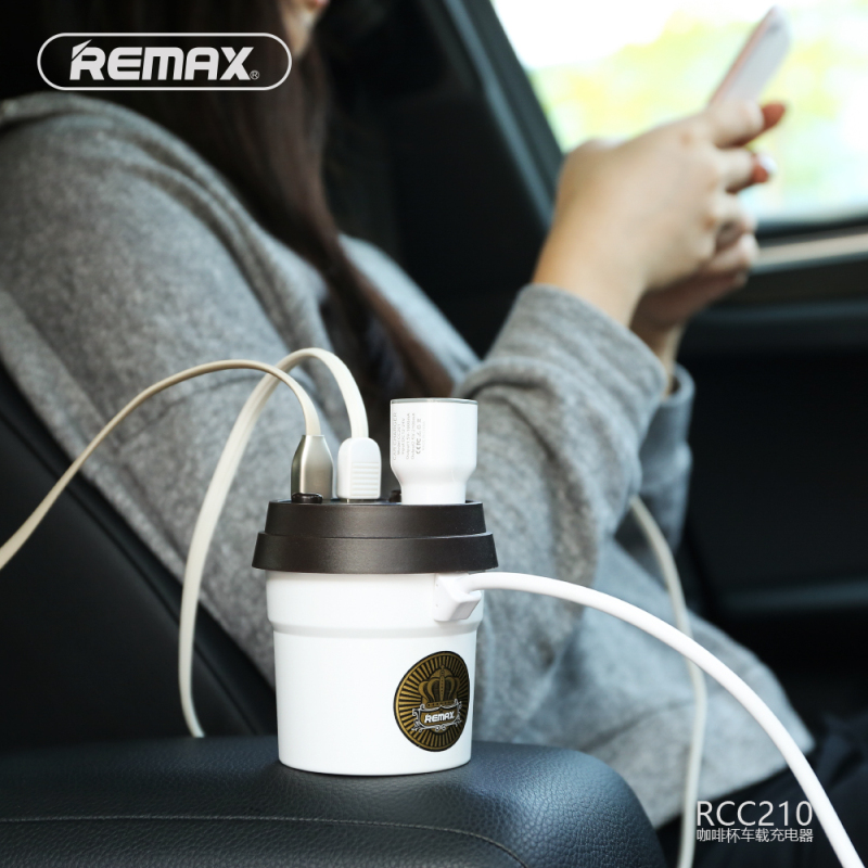 REMAX 咖啡杯车载充电器 CR-2XP 车充 2USB 黑黄/Black+Yellow