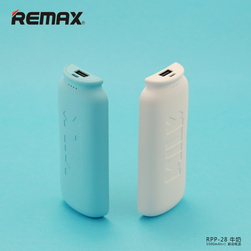 REMAX 牛奶 RPP-28 情侣款移动电源白色5500mAh蓝色5500mAh