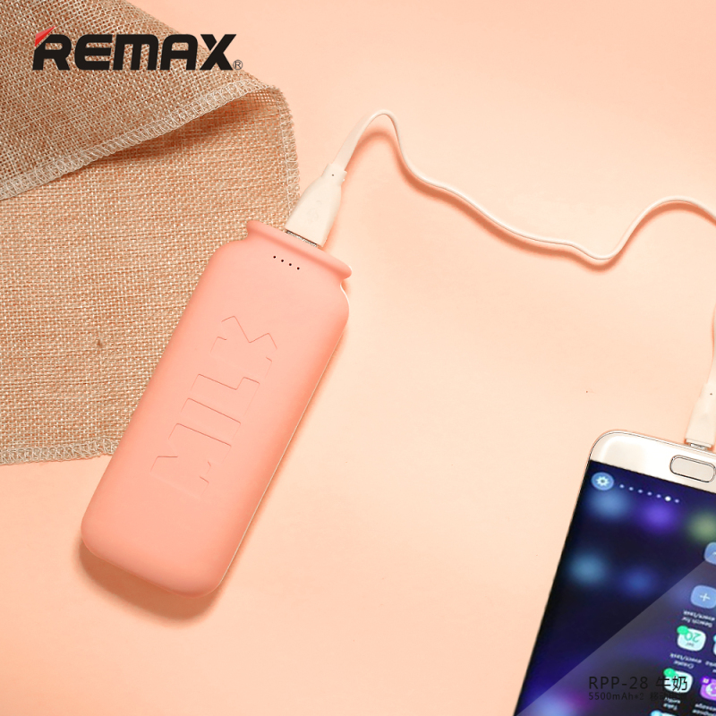 REMAX 牛奶 RPP-28 情侣款移动电源白色5500mAh蓝色5500mAh