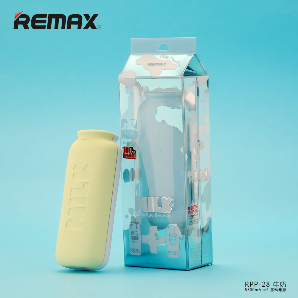 REMAX 牛奶 RPP-28 情侣款移动电源白色5500mAh黄色5500mAh