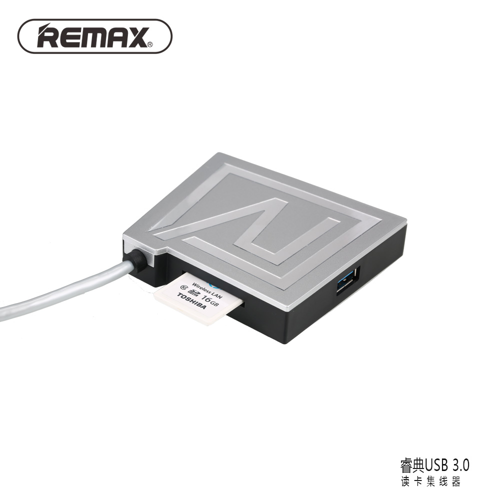 REMAX 睿典 RU-U7 3.0 3USB 读卡 HUB 集线器 锖色/Black