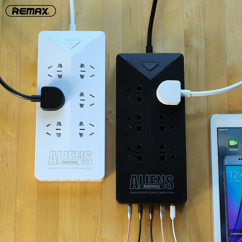 REMAX 外星人系列 RU-S4 六插口 五USB 充电插线板(中规)白色/White