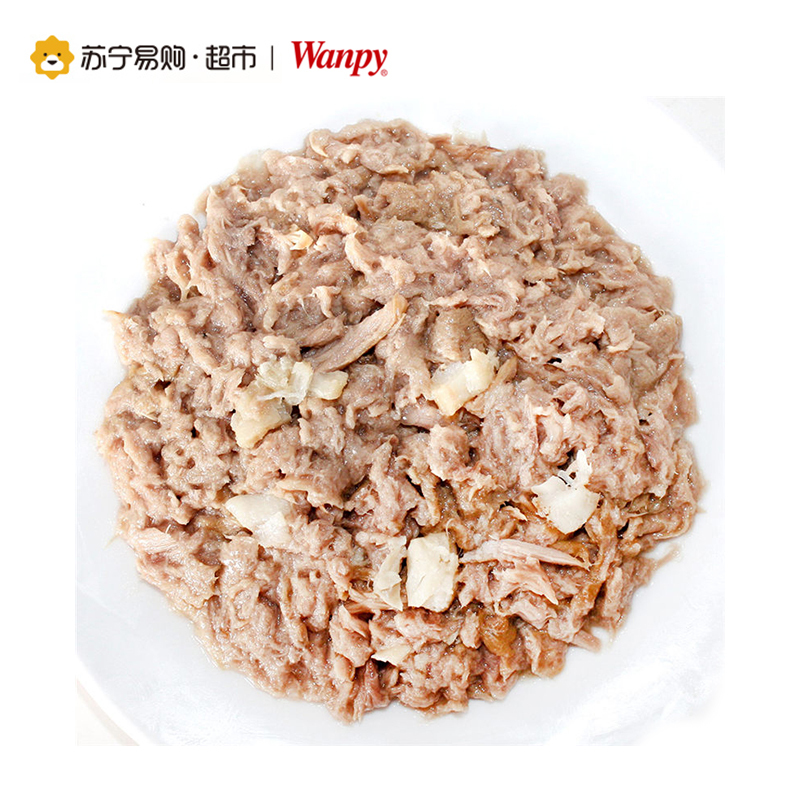[苏宁超市]顽皮(Wanpy)猫罐头 宠物食品罐头猫粮猫湿粮猫罐头 白身鲔鱼+鳕鱼猫罐头85g*5 猫零食猫粮