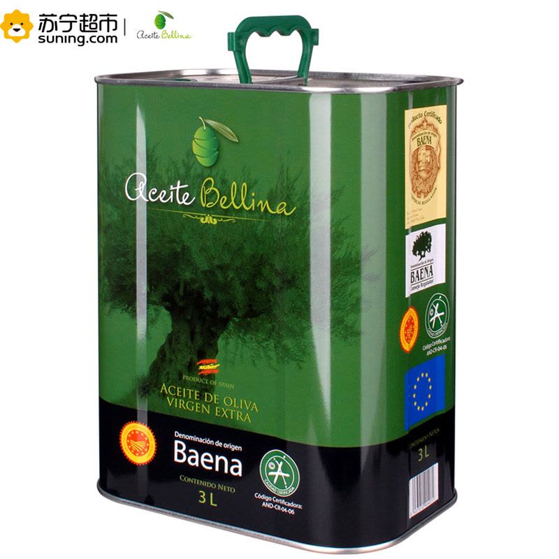 蓓琳娜 Bellina PDO特级初榨压榨橄榄油3L桶装图片