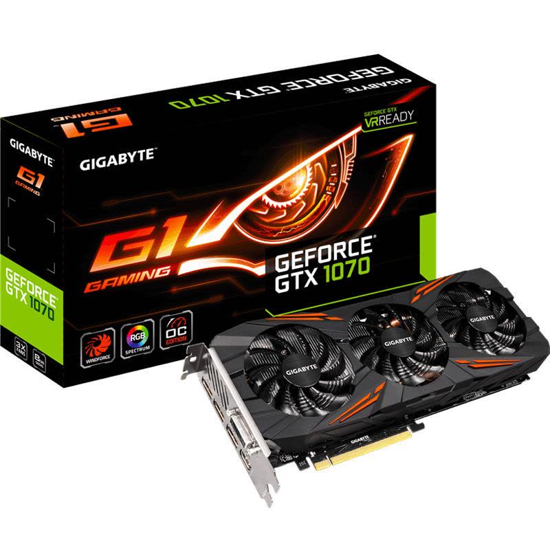 技嘉(Gigabyte) GTX1070G1 GAMING 8GD 非公版游戏显卡(1594/1822MHzS85)图片