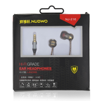 狼博旺 NJ-216立体声入耳式耳机线控 手机电脑通用重低音耳塞带麦 运动防汗耳机(黑红色)