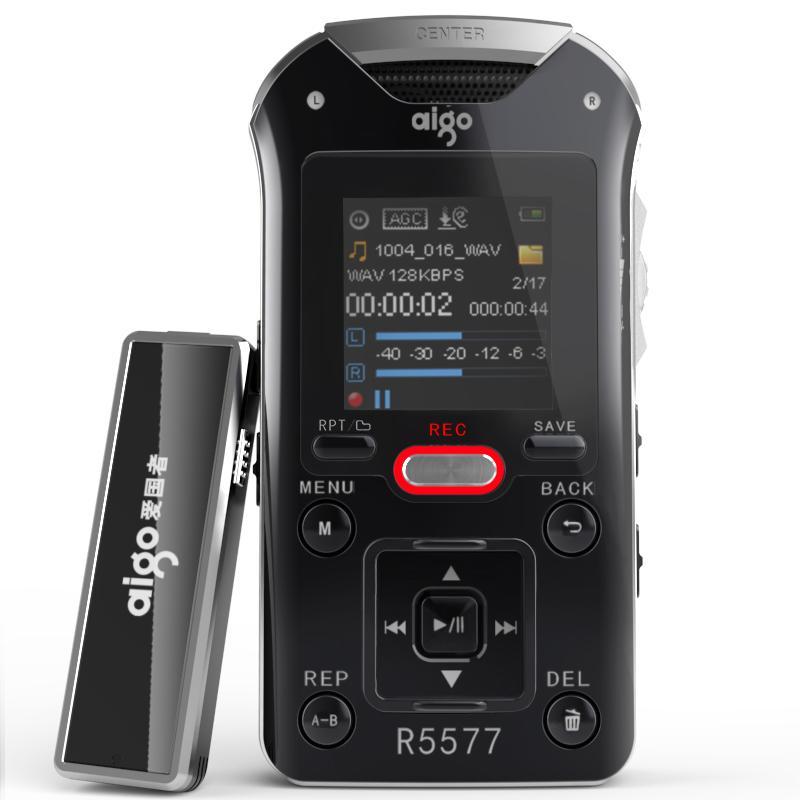 爱国者（aigo）R5577 录音笔专业 50米 远距离录音无线录音 MP3播放器 16G 黑色高清大图