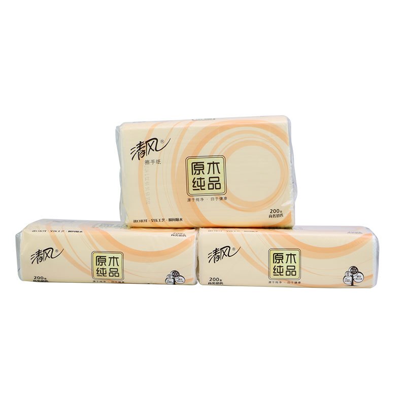 清风原木纯品擦手纸 抽取纸巾10包装