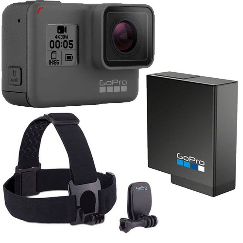 GoPro HERO 5 Black 运动摄像机 (含骑行普及版配件套包) 4K视频 10米防水 触摸屏图片