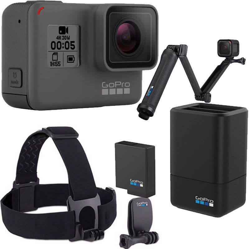 GoPro HERO 5 Black 运动摄像机 (含骑行通用版配件套包) 4K视频 触摸屏 裸机10米防水图片