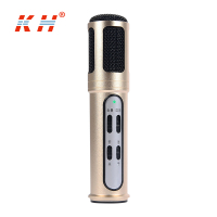KH麦克风KH-5手机K歌麦克风唱吧全民k歌主播直播专用话筒 苹果安卓电容麦克风无线(金色)