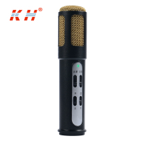 KH麦克风KH-5手机K歌麦克风唱吧全民k歌主播直播专用话筒 苹果安卓电容麦克风无线(金色)
