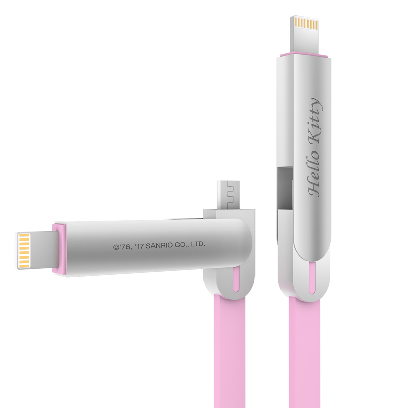 优加 iPhone5/6/7苹果数据线Hello Kitty苹果安卓二合一数据线 USB充电线2米-粉色