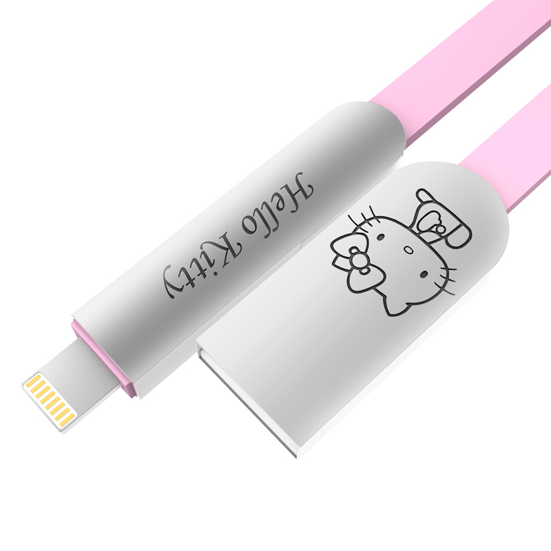 优加 iPhone5/6/7苹果数据线Hello Kitty苹果安卓二合一数据线 USB充电线2米-粉色